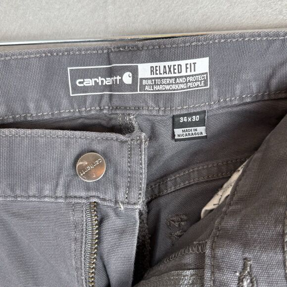 Carhartt Mens Work Pant 34x30 Grey Relaxed Rugged Flex 5-Pocket Canvas BN2517-M - Picture 2 of 7